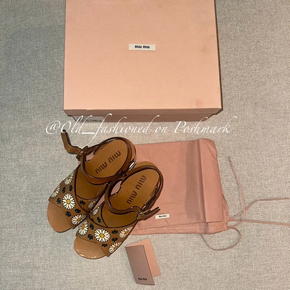 MIU MIU Platform Leather Sandals 37 - Picture 7 of 15